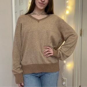 Vintage Tan V-Neck Sweater